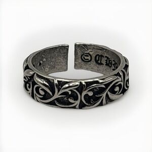 Y2K Chrome Hearts Style Ring silver Tone Alloy adjustable Size Vine Floral Style